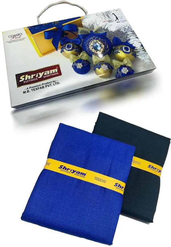 Shriyam_Blue_And_Black_Poly_Cotton_Solid_Shirt_And_Trouser_Fabric_For_Men