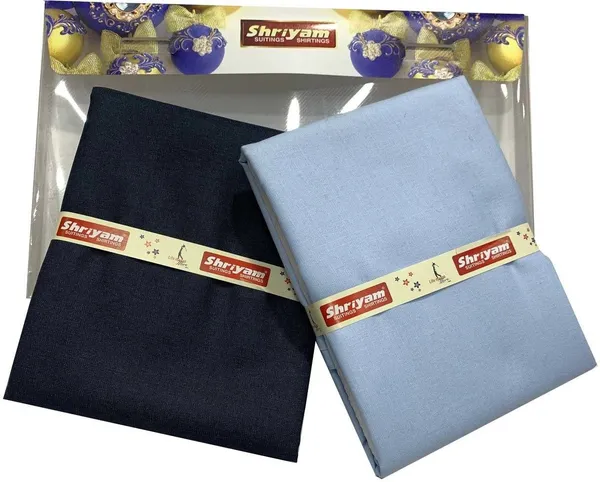 Shriyam_Sky_Blue_And_Black_Poly_Cotton_Solid_Shirt_And_Trouser_Fabric_For_Men