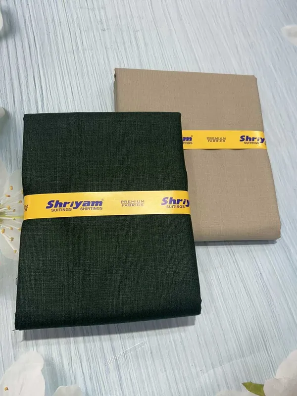 Shriyam_Dark_Green_Poly_Cotton_Solid_Shirt_And_Trouser_Fabric_For_Men