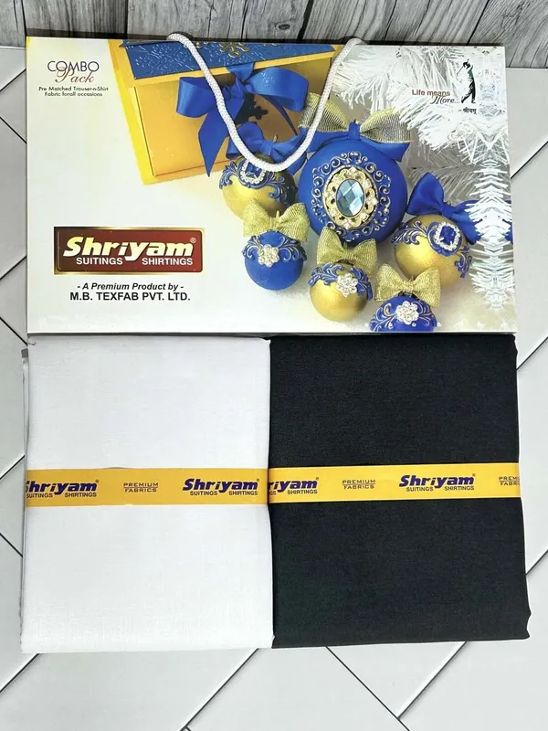 Shriyam_White_And_Black_Poly_Cotton_Solid_Shirt_And_Trouser_Fabric_For_Men
