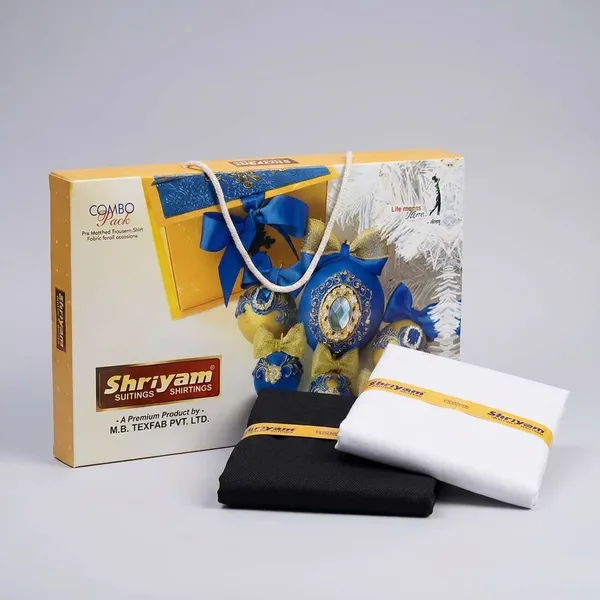 Shriyam_White_And_Black_Poly_Cotton_Solid_Shirt_And_Trouser_Fabric_For_Men