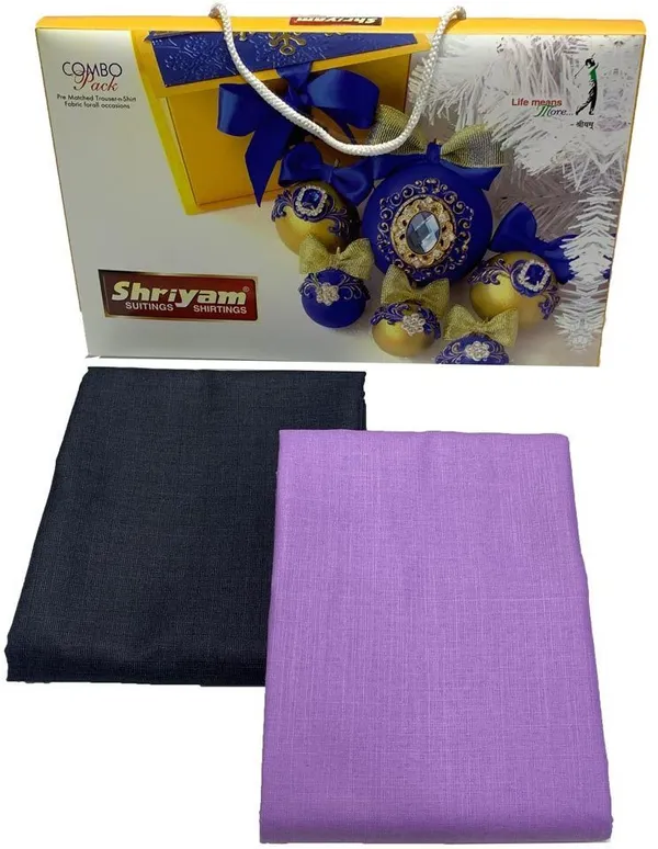 Shriyam_Purple_And_Black_Poly_Cotton_Solid_Shirt_And_Trouser_Fabric_For_Men
