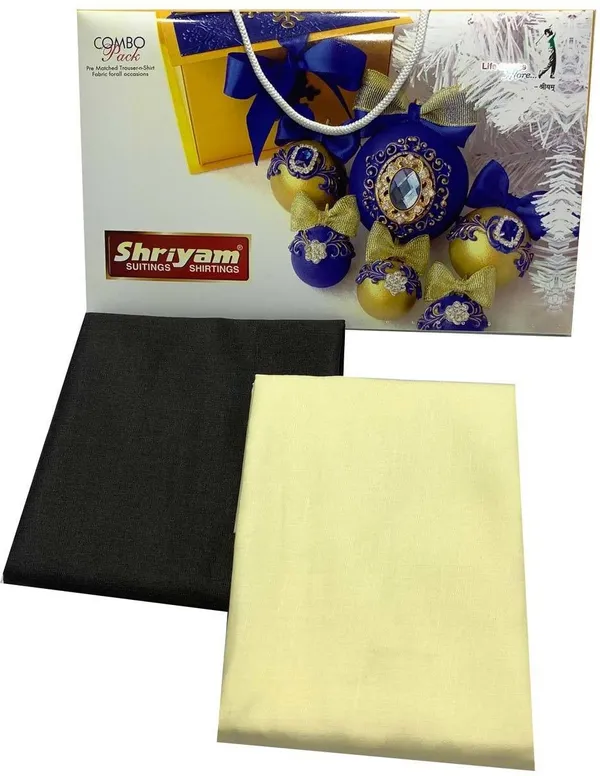 Shriyam_Yellow_And_Black_Poly_Cotton_Solid_Shirt_And_Trouser_Fabric_For_Men