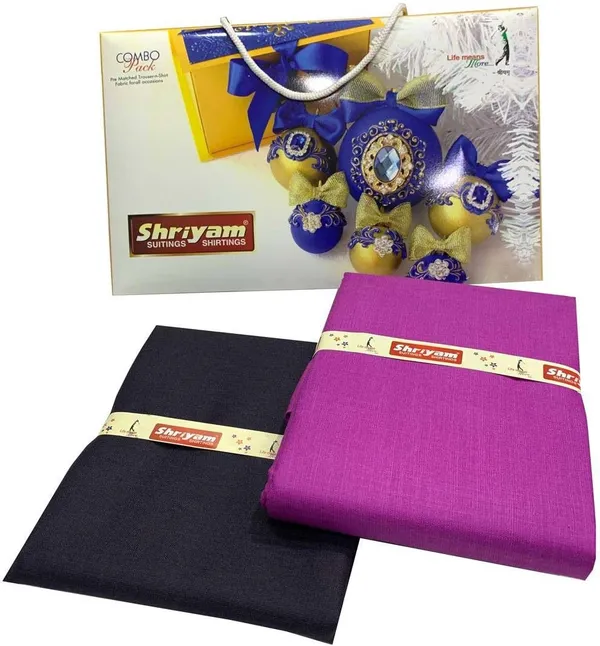 Shriyam_Pink_And_Black_Poly_Cotton_Solid_Shirt_And_Trouser_Fabric_For_Men