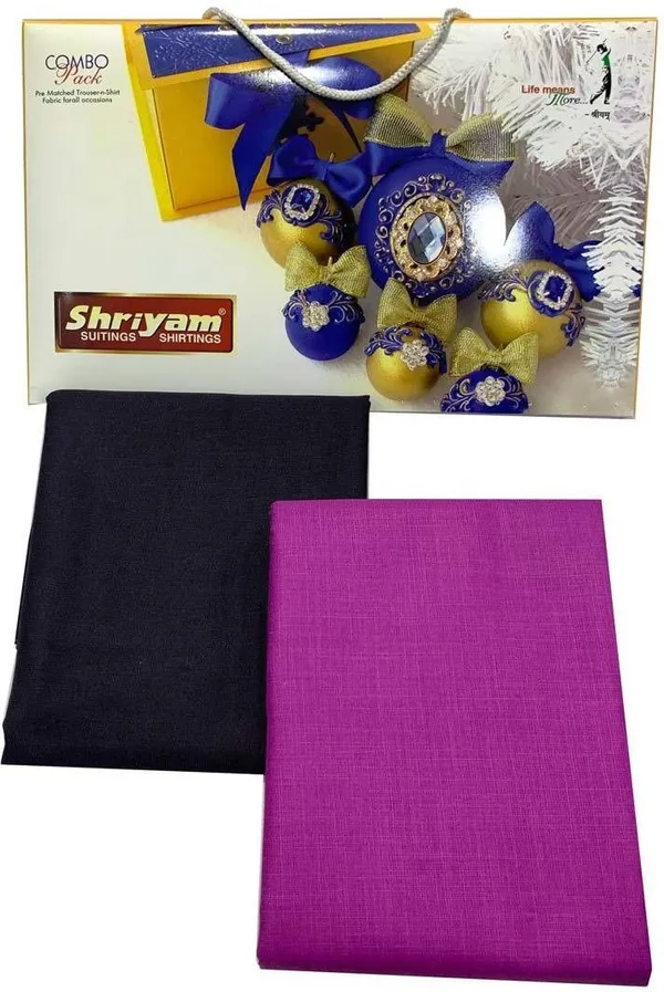 Shriyam_Pink_And_Black_Poly_Cotton_Solid_Shirt_And_Trouser_Fabric_For_Men