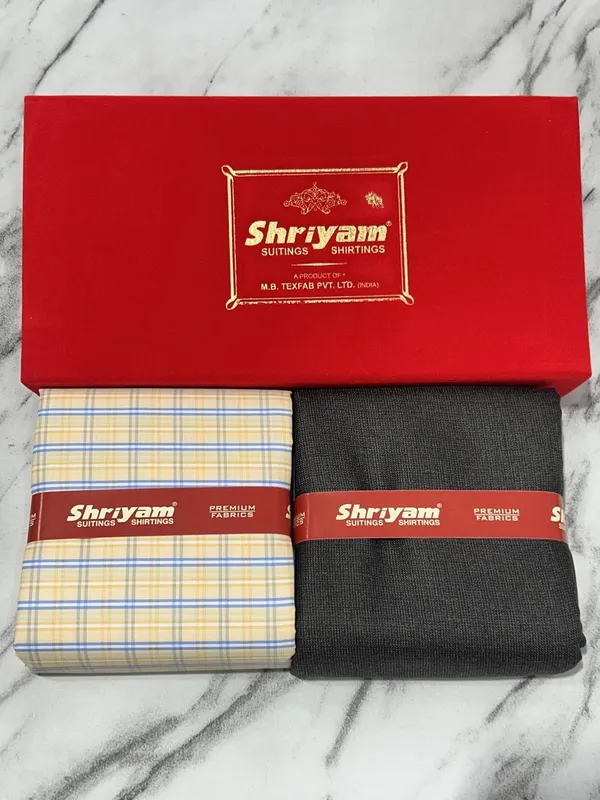 Shriyam_Multicolor_Poly_Cotton_Checkered_Shirt_And_Trouser_Fabric_For_Men