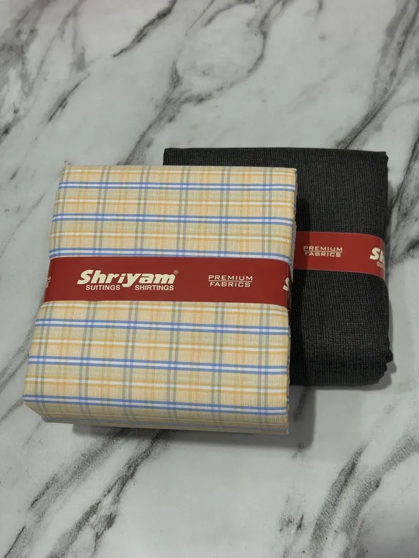 Shriyam_Multicolor_Poly_Cotton_Checkered_Shirt_And_Trouser_Fabric_For_Men