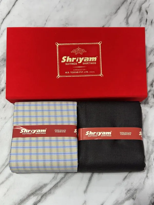 Shriyam_Multicolor_Poly_Cotton_Checkered_Shirt_And_Trouser_Fabric_For_Men
