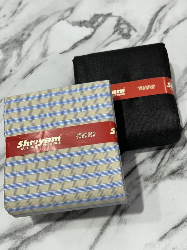 Shriyam_Multicolor_Poly_Cotton_Checkered_Shirt_And_Trouser_Fabric_For_Men