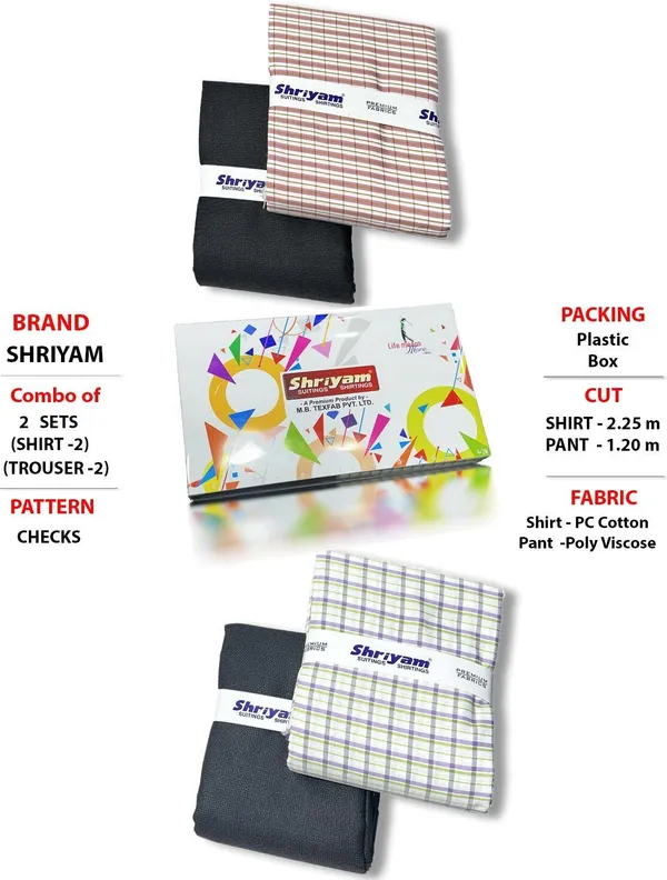 Shriyam_Multicolor_Poly_Cotton_Printed_Shirt_And_Trouser_Fabric_For_Men_Pack_Of_2