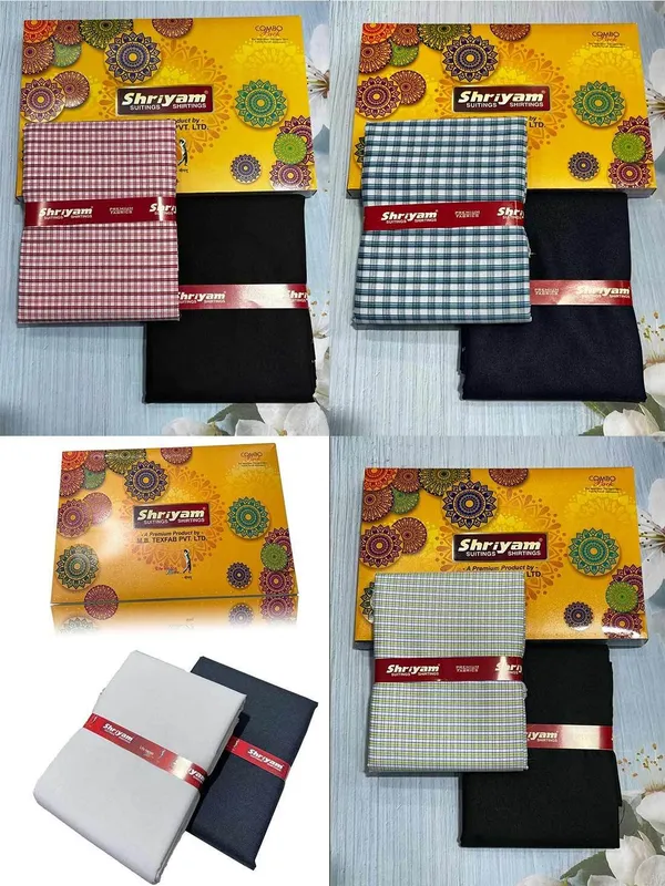 Shriyam_Multicolor_Poly_Cotton_Solid_Shirt_And_Trouser_Fabric_For_Men_Pack_Of_4