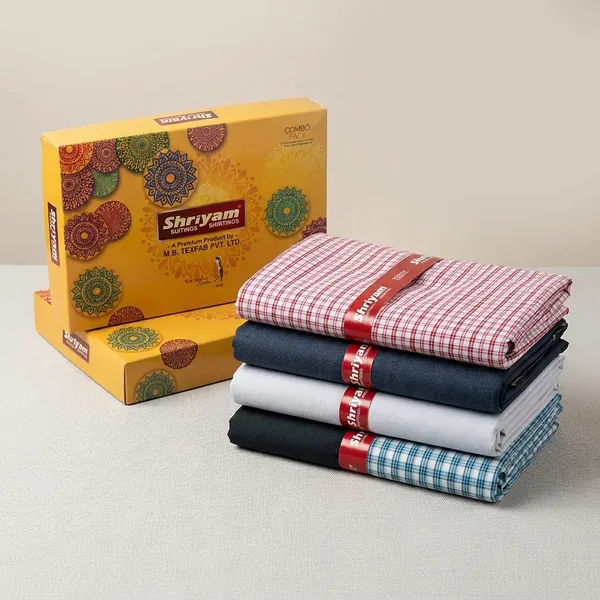 Shriyam_Multicolor_Poly_Cotton_Solid_Shirt_And_Trouser_Fabric_For_Men_Pack_Of_4