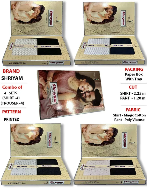 Shriyam_Multicolor_Poly_Cotton_Solid_Shirt_And_Trouser_Fabric_For_Men_Pack_Of_4