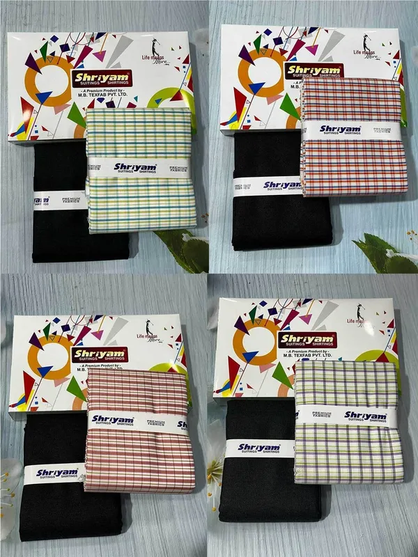 Shriyam_Multicolor_Poly_Cotton_Solid_Shirt_And_Trouser_Fabric_For_Men_Pack_Of_4