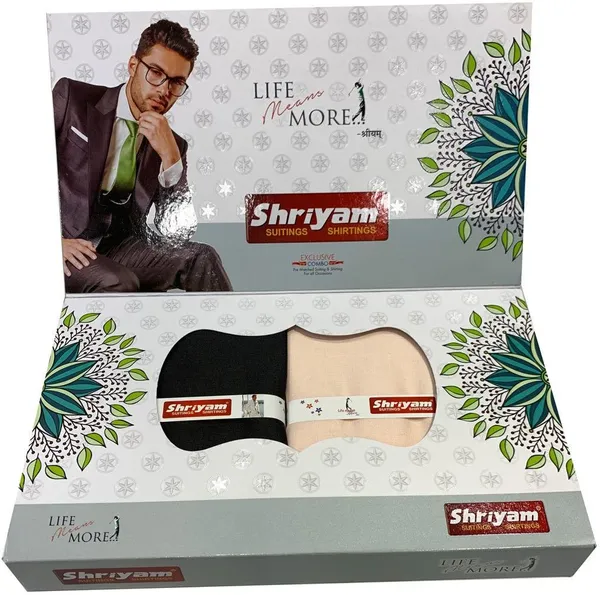 Shriyam_Beige_Black_Poly_Cotton_Solid_Shirt_And_Trouser_Fabric_For_Men