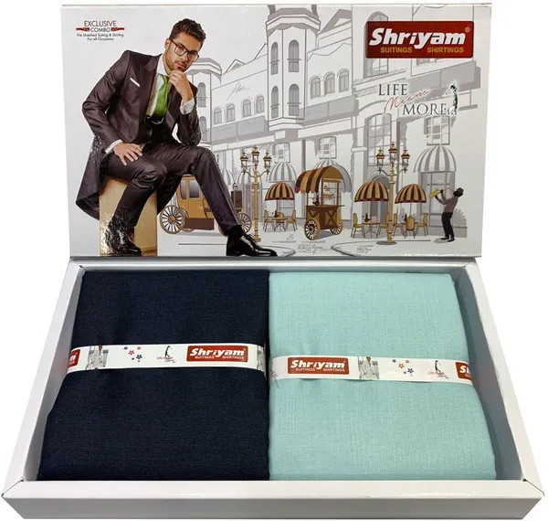 Shriyam_Blue_And_Black_Poly_Cotton_Solid_Shirt_And_Trouser_Fabric_For_Men