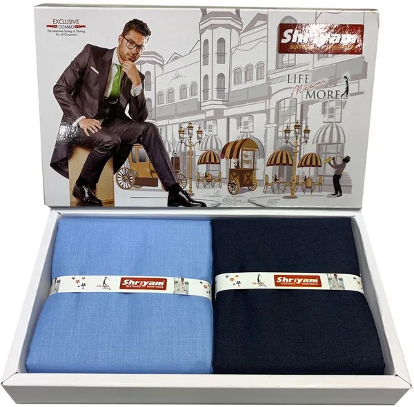 Shriyam_Blue_And_Black_Poly_Cotton_Solid_Shirt_And_Trouser_Fabric_For_Men