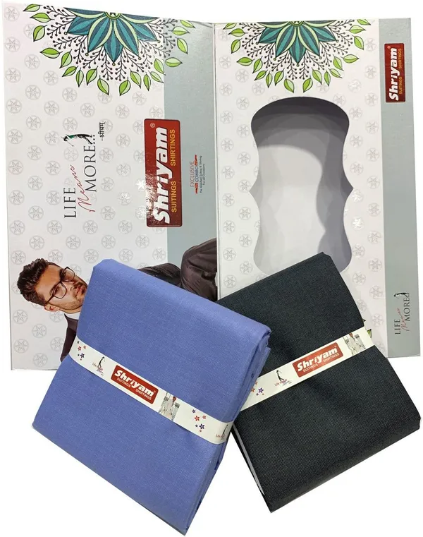 Shriyam_Blue_And_Black_Poly_Cotton_Solid_Shirt_And_Trouser_Fabric_For_Men