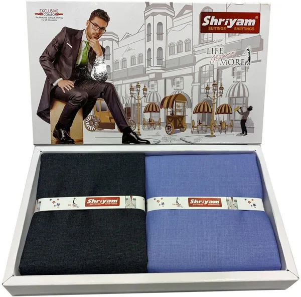 Shriyam_Blue_And_Black_Poly_Cotton_Solid_Shirt_And_Trouser_Fabric_For_Men