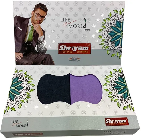 Shriyam_Purple_And_Dark_Blue_Polycotton_Solid_Shirt_And_Trouser_Fabric_For_Men