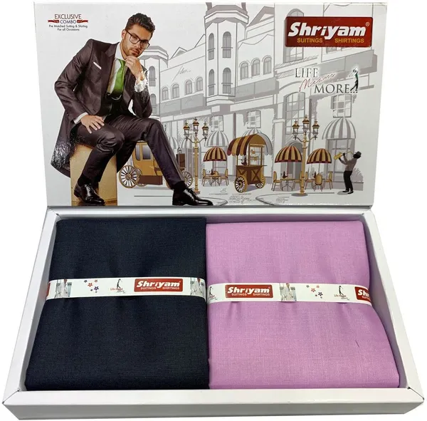 Shriyam_Purple_And_Black_Poly_Cotton_Solid_Shirt_And_Trouser_Fabric_For_Men