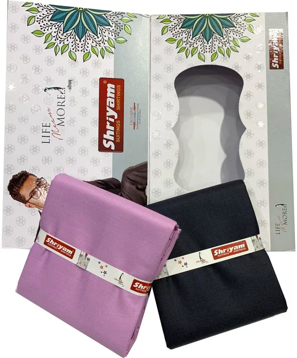 Shriyam_Purple_And_Black_Poly_Cotton_Solid_Shirt_And_Trouser_Fabric_For_Men