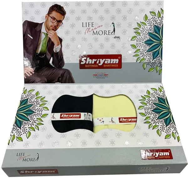 Shriyam_Yellow_And_Black_Poly_Cotton_Solid_Shirt_And_Trouser_Fabric_For_Men