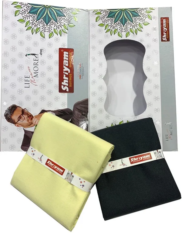 Shriyam_Yellow_And_Black_Poly_Cotton_Solid_Shirt_And_Trouser_Fabric_For_Men