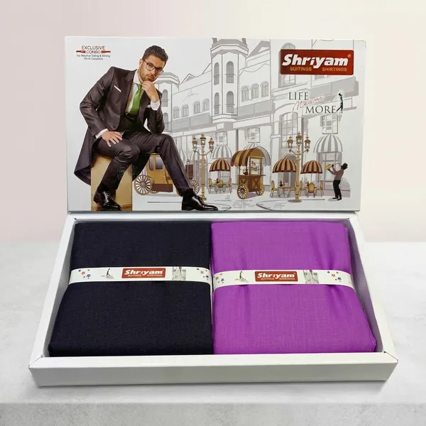 Shriyam_Pink_And_Black_Poly_Cotton_Solid_Shirt_And_Trouser_Fabric_For_Men