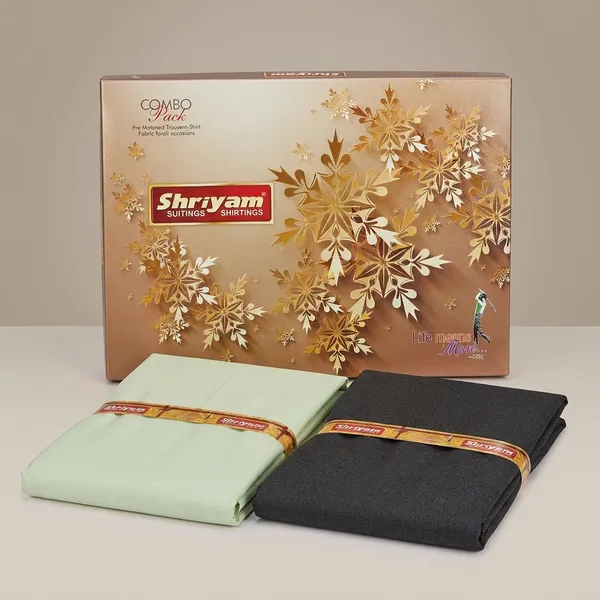 Shriyam_Green_And_Black_Poly_Cotton_Solid_Shirt_And_Trouser_Fabric_For_Men