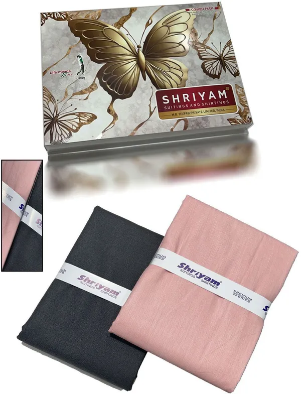 Shriyam_Pink_And_Grey_Poly_Cotton_Solid_Shirt_And_Trouser_Fabric_For_Men