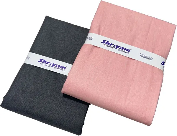 Shriyam_Pink_And_Grey_Poly_Cotton_Solid_Shirt_And_Trouser_Fabric_For_Men