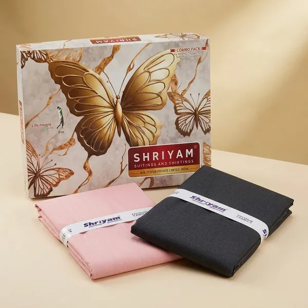 Shriyam_Pink_And_Grey_Poly_Cotton_Solid_Shirt_And_Trouser_Fabric_For_Men