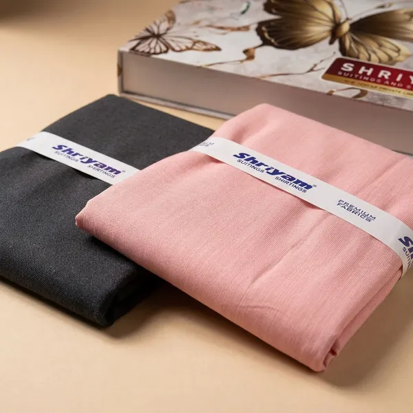 Shriyam_Pink_And_Grey_Poly_Cotton_Solid_Shirt_And_Trouser_Fabric_For_Men