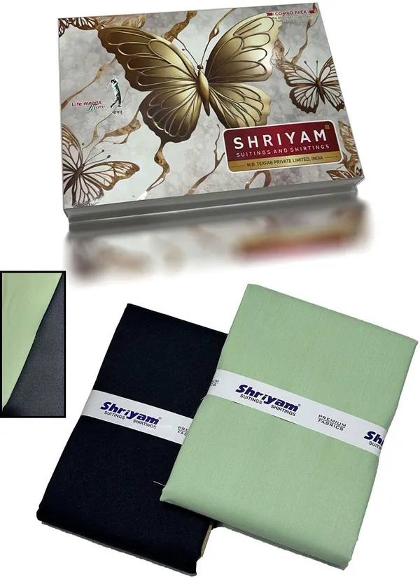 Shriyam_Green_And_Black_Poly_Cotton_Solid_Shirt_And_Trouser_Fabric_For_Men