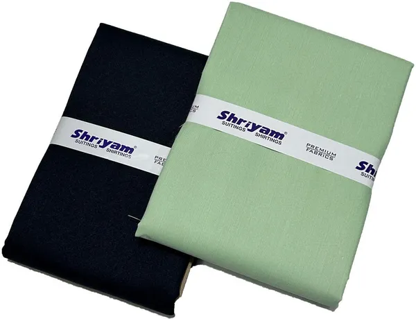 Shriyam_Green_And_Black_Poly_Cotton_Solid_Shirt_And_Trouser_Fabric_For_Men