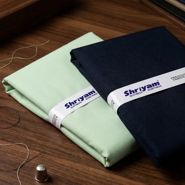 Shriyam_Green_And_Black_Poly_Cotton_Solid_Shirt_And_Trouser_Fabric_For_Men