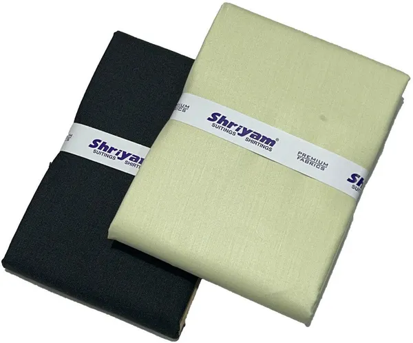 Shriyam_Yellow_And_Black_Poly_Cotton_Solid_Shirt_And_Trouser_Fabric_For_Men