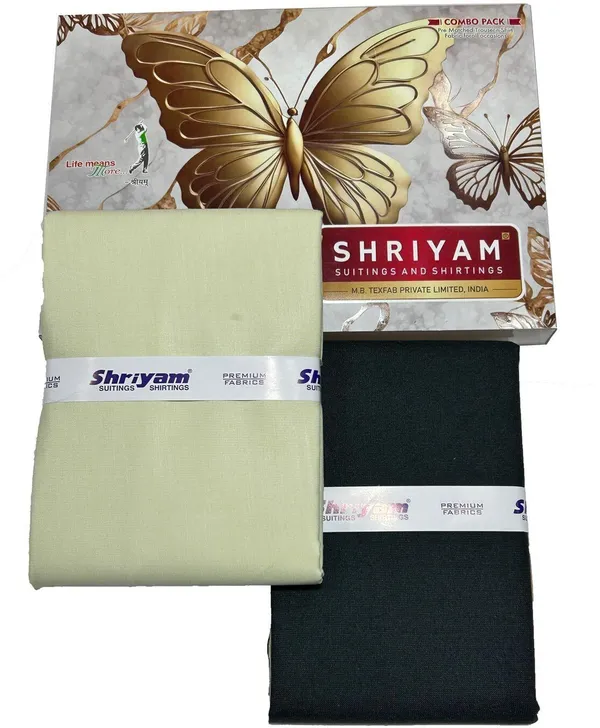 Shriyam_Yellow_And_Black_Poly_Cotton_Solid_Shirt_And_Trouser_Fabric_For_Men