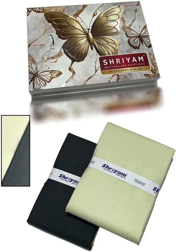 Shriyam_Yellow_And_Black_Poly_Cotton_Solid_Shirt_And_Trouser_Fabric_For_Men