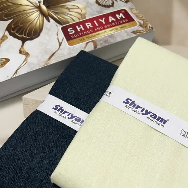 Shriyam_Yellow_And_Black_Poly_Cotton_Solid_Shirt_And_Trouser_Fabric_For_Men