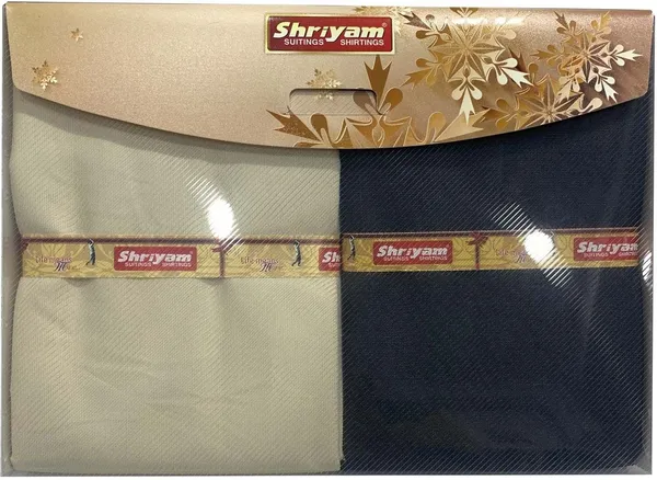 Shriyam_Beige_And_Black_Poly_Cotton_Solid_Shirt_And_Trouser_Fabric_For_Men