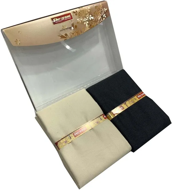 Shriyam_Beige_And_Black_Poly_Cotton_Solid_Shirt_And_Trouser_Fabric_For_Men