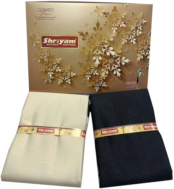 Shriyam_Beige_And_Black_Poly_Cotton_Solid_Shirt_And_Trouser_Fabric_For_Men