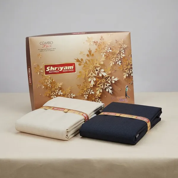 Shriyam_Beige_And_Black_Poly_Cotton_Solid_Shirt_And_Trouser_Fabric_For_Men