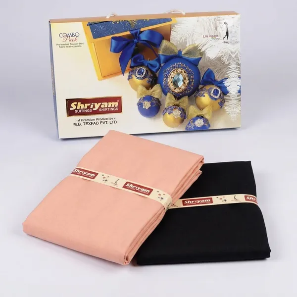Shriyam_Blue_And_Beige_Poly_Cotton_Solid_Shirt_And_Trouser_Fabric_For_Men