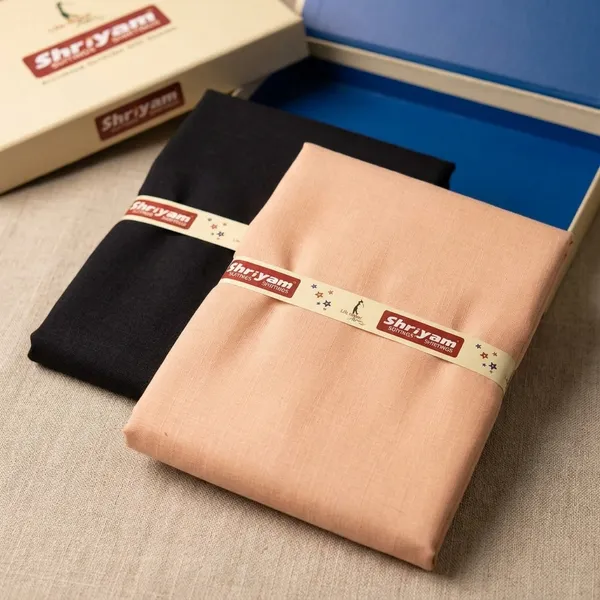 Shriyam_Blue_And_Beige_Poly_Cotton_Solid_Shirt_And_Trouser_Fabric_For_Men