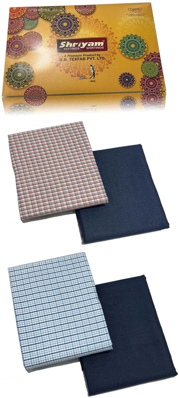 Shriyam_Multicolor_Poly_Cotton_Striped_Shirt_And_Trouser_Fabric_For_Men_Pack_Of_2