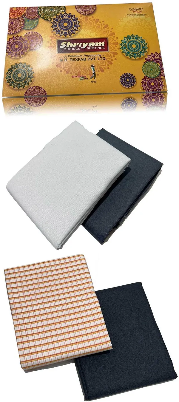 Shriyam_Multicolor_Poly_Cotton_Striped_Shirt_And_Trouser_Fabric_For_Men_Pack_Of_2