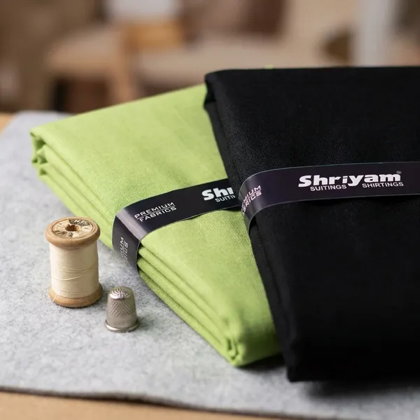 Shriyam_Green_And_Black_Poly_Cotton_Solid_Shirt_And_Trouser_Fabric_For_Men
